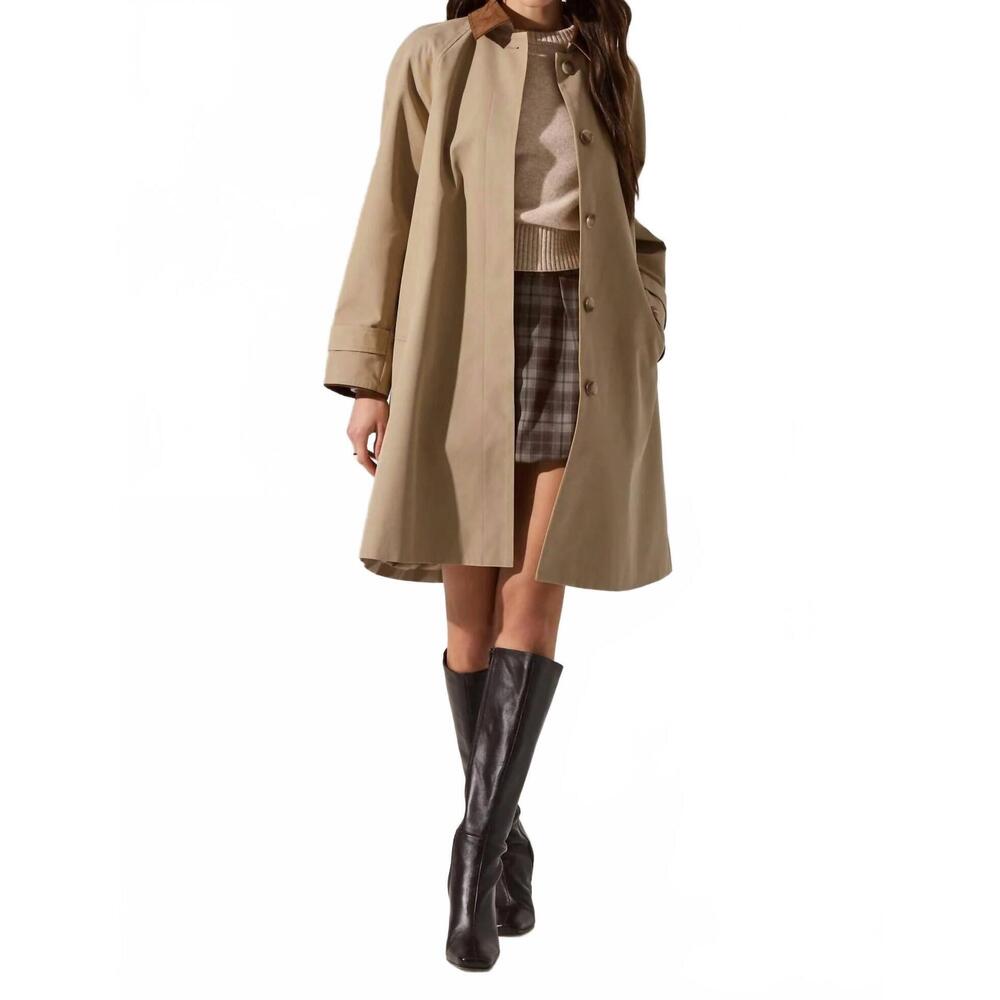 NEW ASTR raiden trench coat in khaki